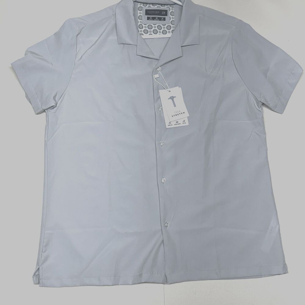 Cactus Man Ricky Singh Shirt Mens XL NWT Gray Short Sleeve Tech Stretch Camp